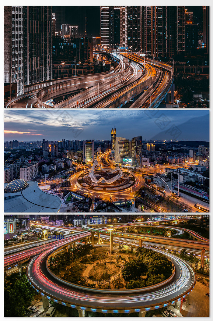 建筑空间城市建筑夜景道路摄影图片