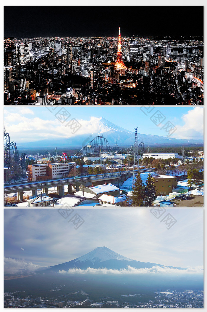 国外地标建筑日本东京富士山摄影图