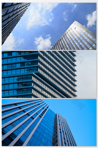 蓝色大气公司企业大楼商业办公玻璃楼摄影图图片