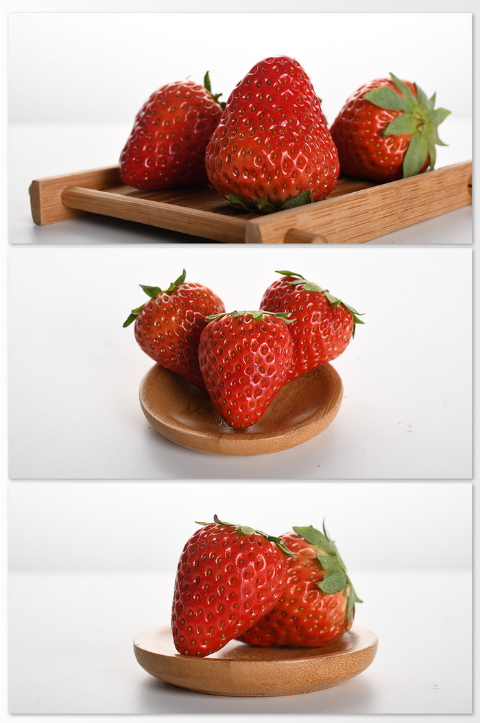 健康新鲜草莓木头背景有机水果营养美味多汁图片