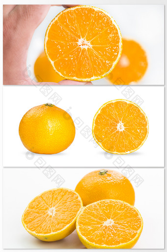 新鲜柑橘水果橙色绿色营养健康美食摄影背景图片