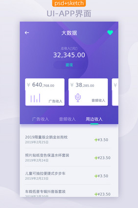 可视化数据APP移动界面UI大数据页面