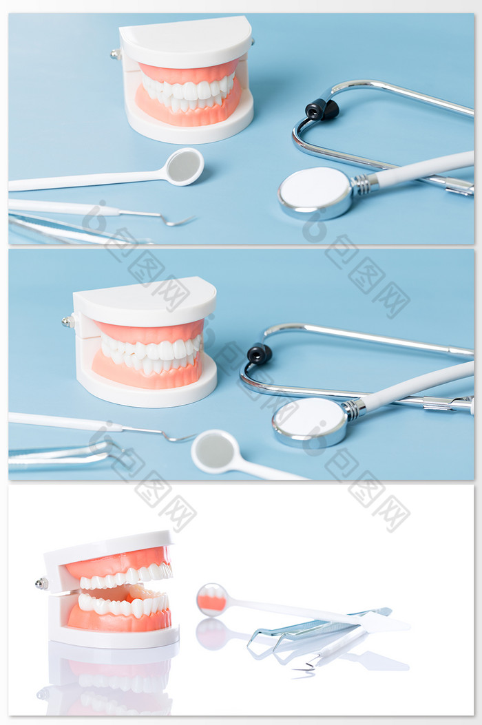 口腔检查医生病人牙医牙齿放大镜医疗背景图图片图片