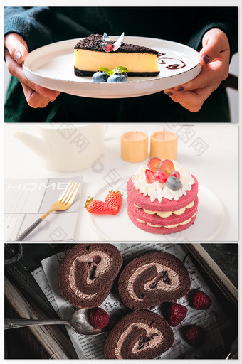 慕斯樱桃巧克力蛋糕奶油甜点蛋糕摄影背景图图片