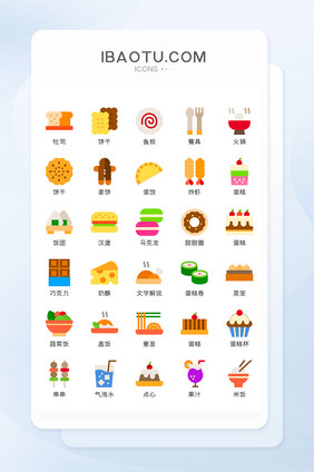 扁平食物蛋糕主题矢量icon图标