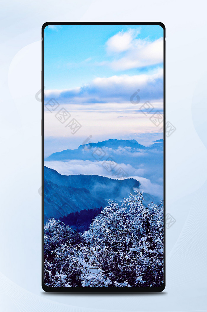 西岭雪山云海夕阳摄影手机壁纸图片图片