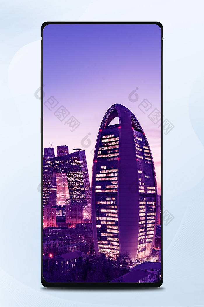 富有设计感的北京日报社夜景图手机壁纸