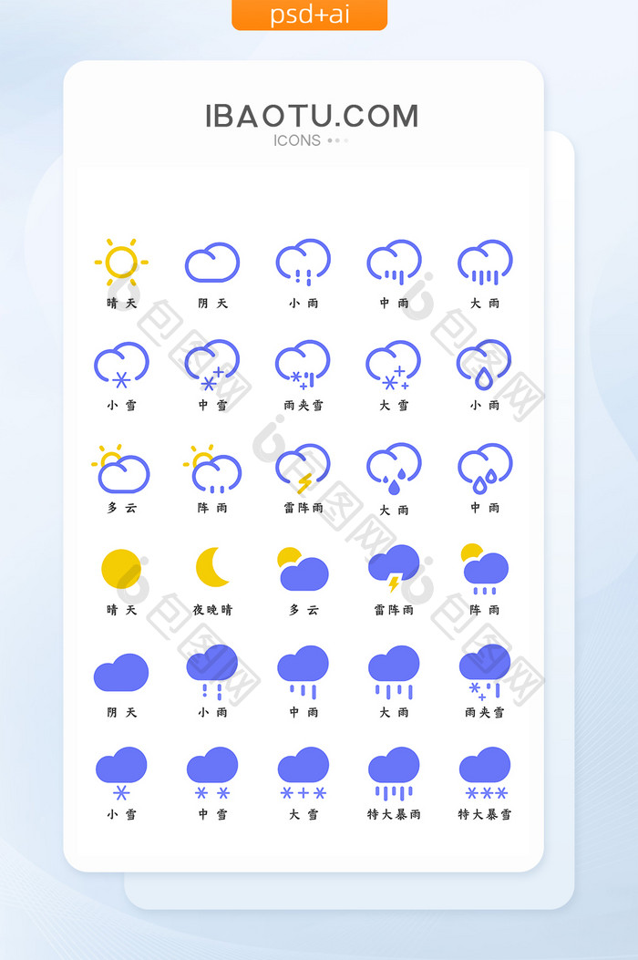 扁平化自然天气图标icon