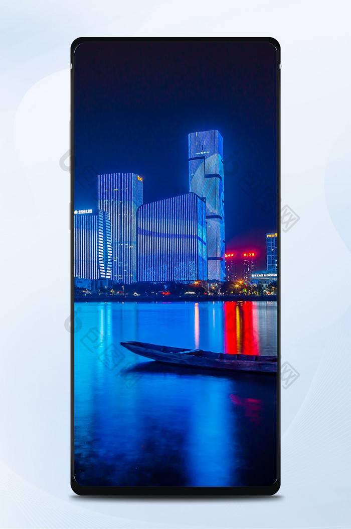 富有设计的北京日报社夜景图手机壁纸