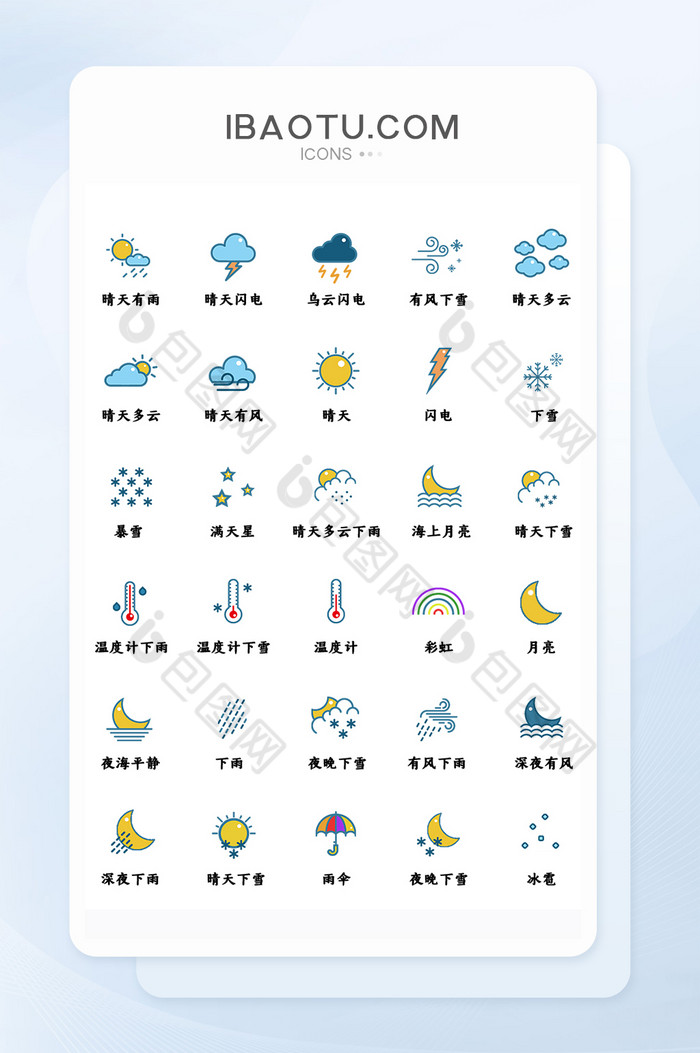 天气预报彩色卡通图标图片图片