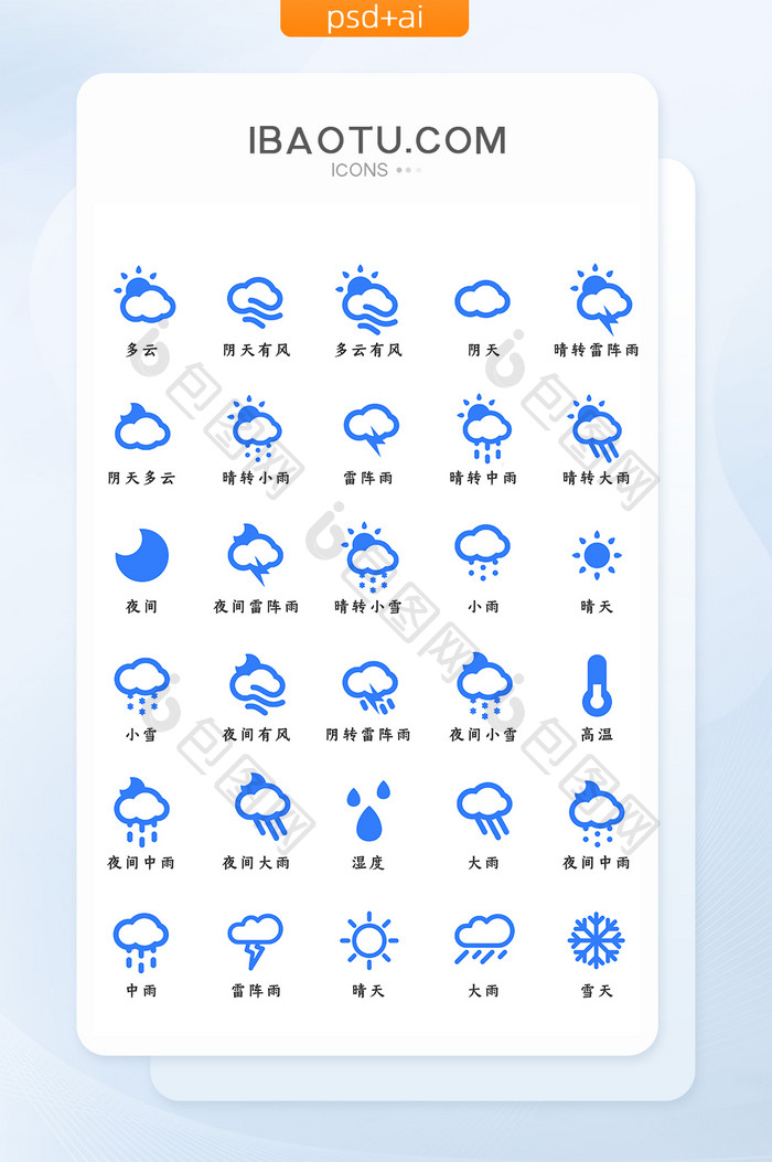 天气类长尾UI矢量图标