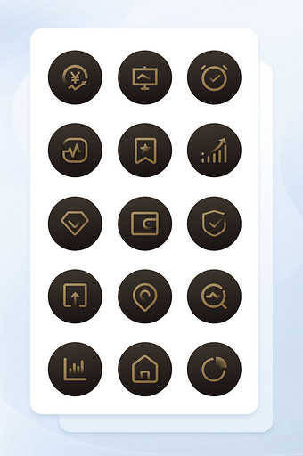 黑金渐变金融会员UI手机矢量icon图标图片