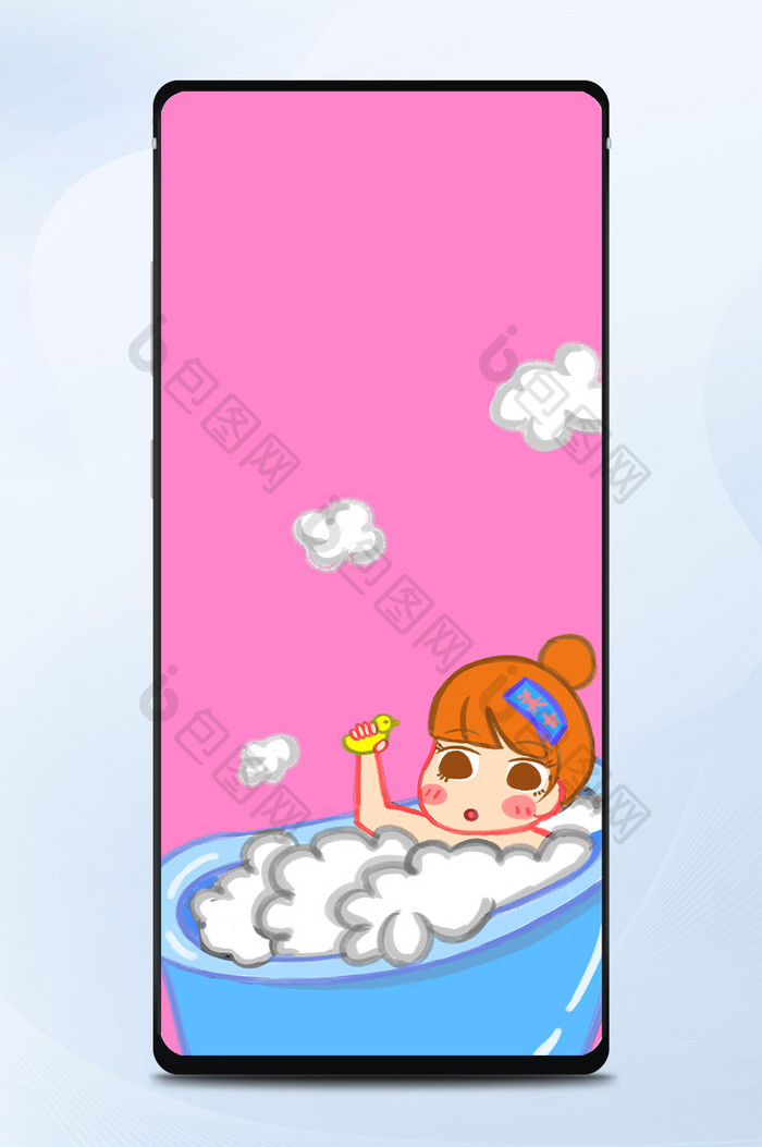 糖果色泡泡浴卡通可爱女生手机壁纸