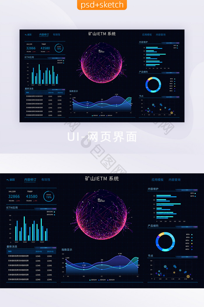 深色数据可视化界面IETM大屏UI