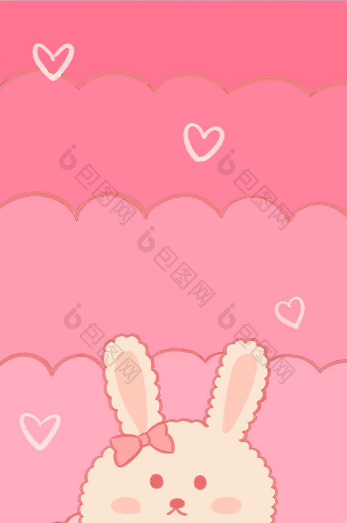 粉色卡通兔子草莓爱心手机壁纸