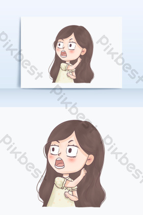 女孩震惊卡通插画漫画静态表情包