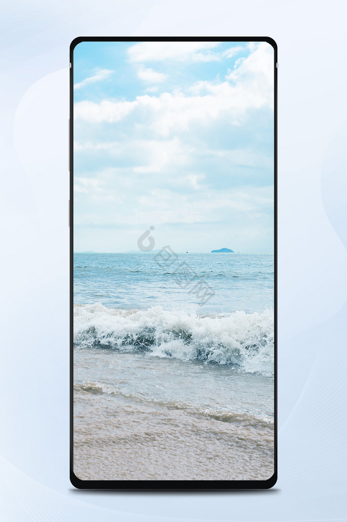 蓝天白云大海海边沙滩海滩海浪摄影手机壁纸图片