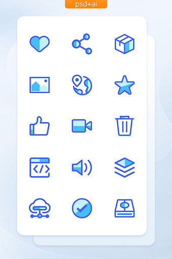 蓝色渐变互联网线面矢量UI图标图片