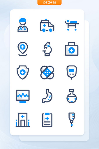 双色线性医疗用品矢量图标图片