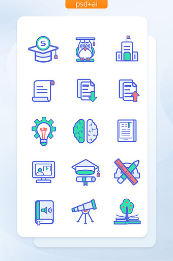 线性填充学习教育主题icon矢量图标图片