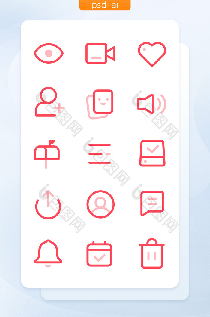 红色简约线性图标icon图片图片