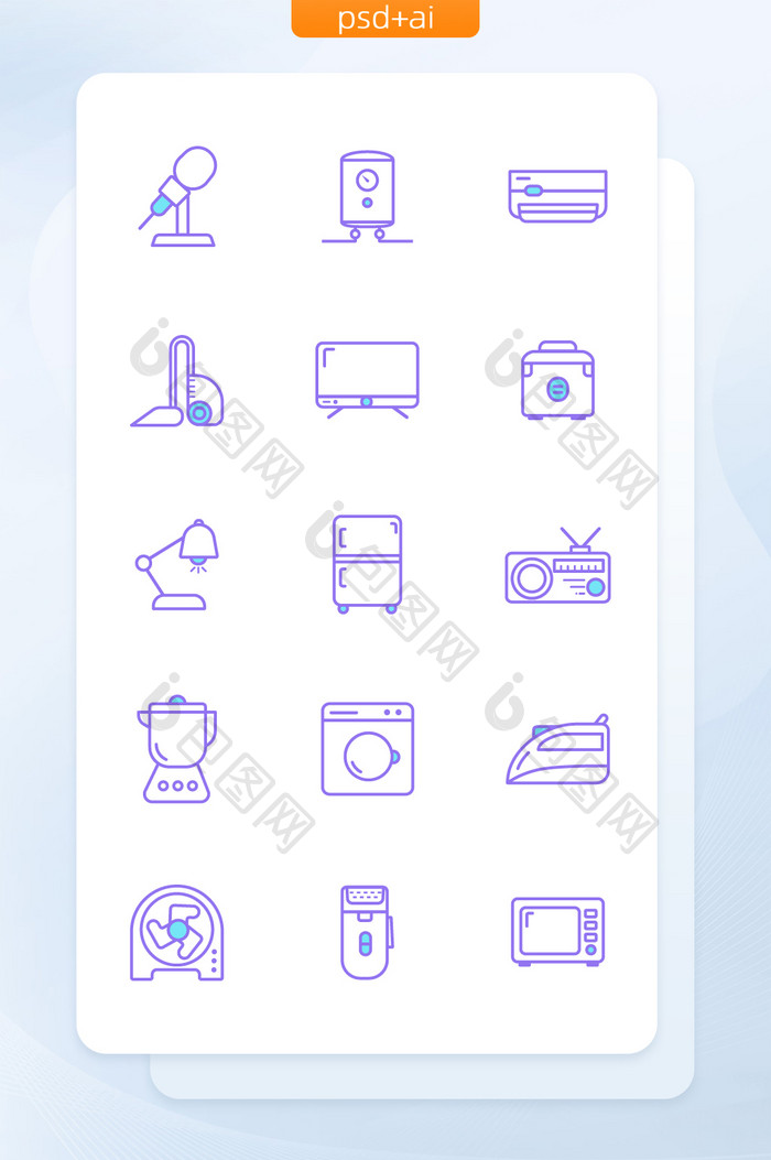 双色线性家用电器矢量图标