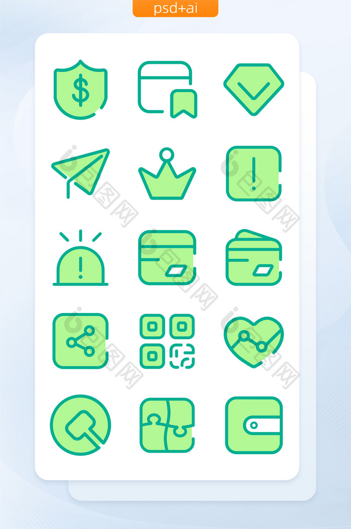 绿色线性简约UI手机主题矢量icon图标