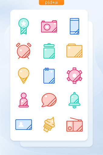 多色线性手机程序主题矢量icon图标图片