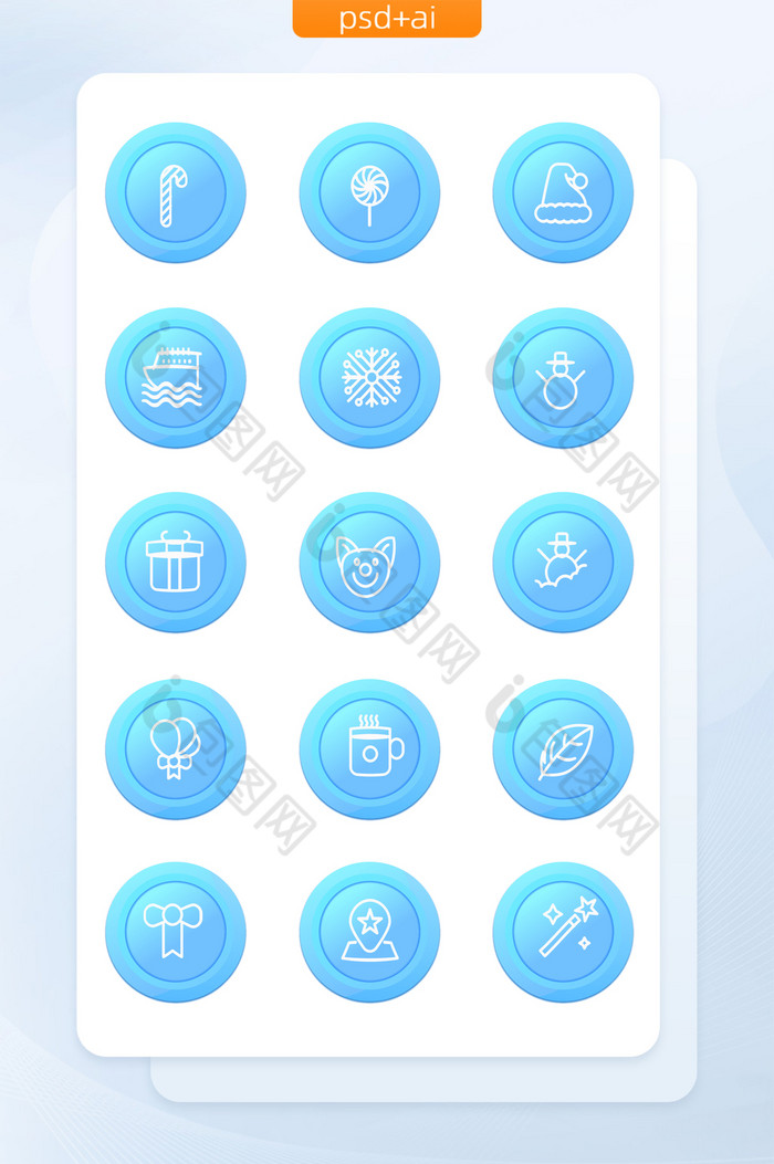 淡蓝色简约圣诞节图标线性应用icon图片图片