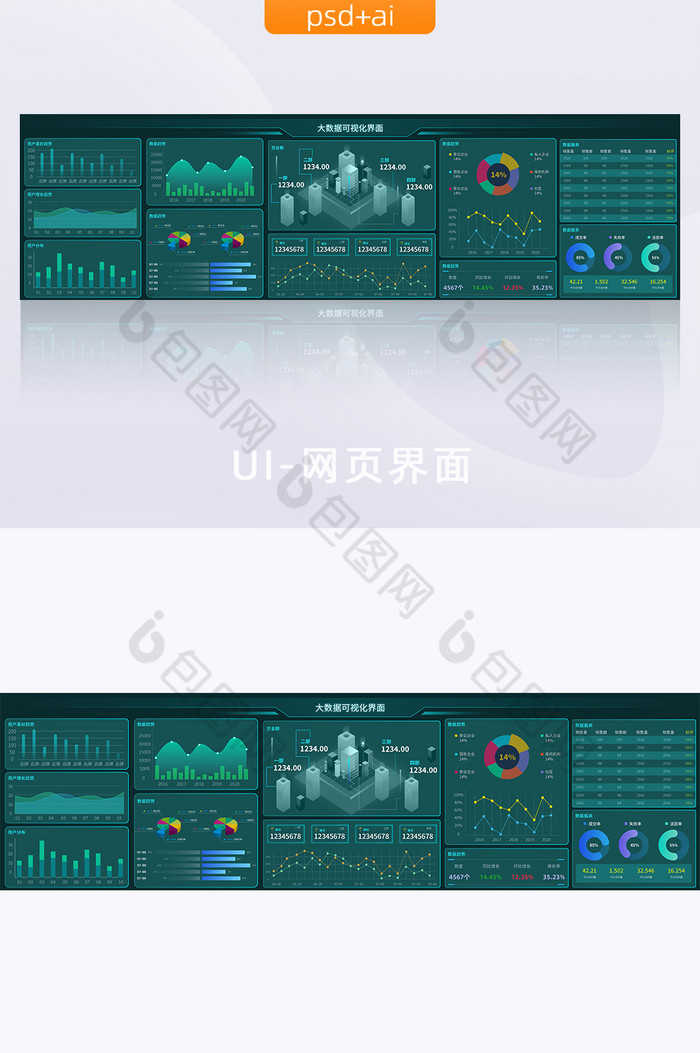 可视化科技大数据页面数据中心指挥中心大屏图片图片