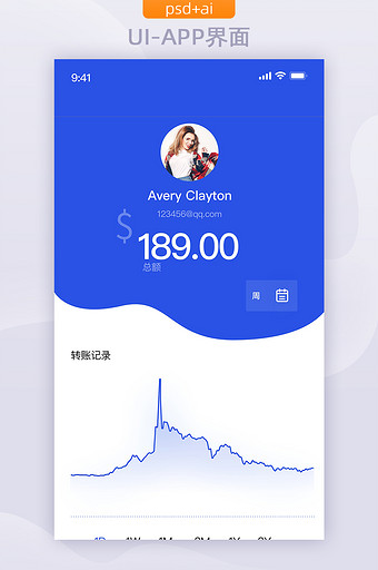 蓝色渐变金融钱包APP首页界面图片