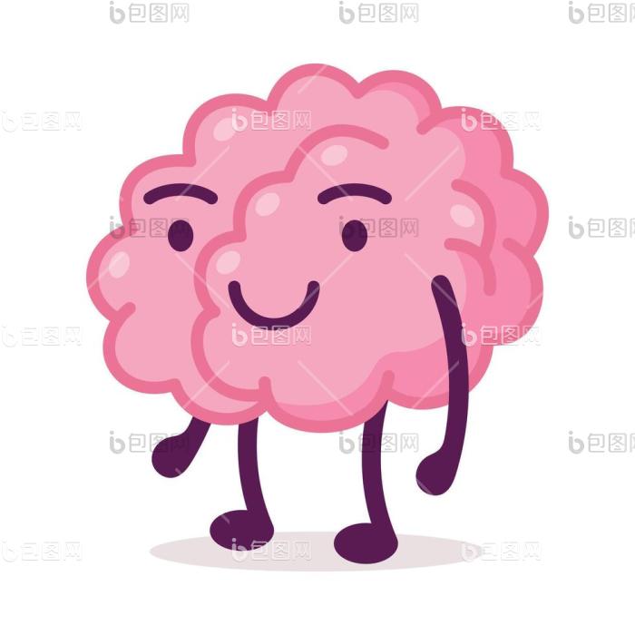 欢快的微笑粉的大脑有趣的人类神经系统png下载-包图网
