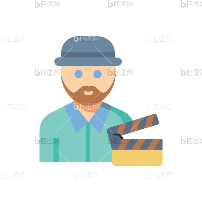 带有场记板的电影制作人图标png下载-包图网