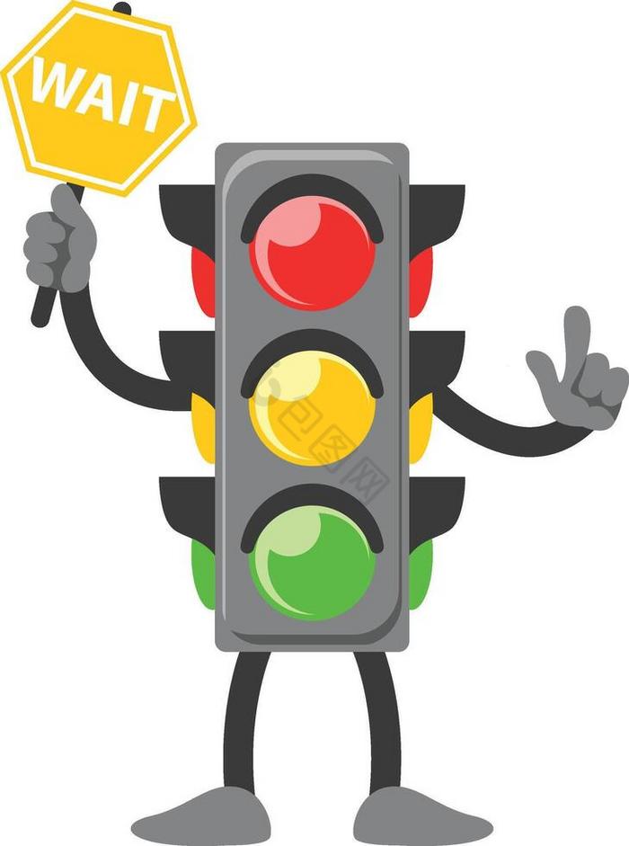 交通信号灯人物黄灯姿势举牌等候