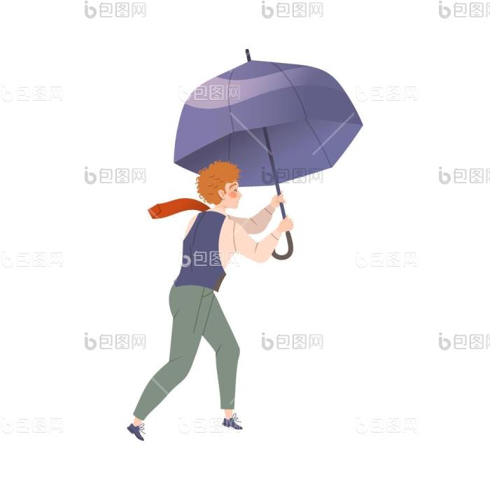 商人走路时用大伞遮住自己画png下载-包图网