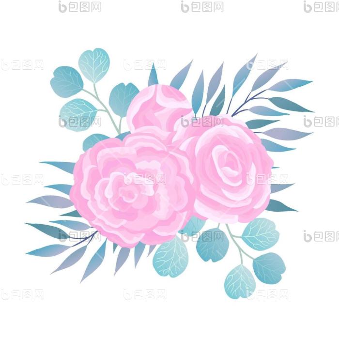 浪漫婚礼花束组合优雅的桉树枝叶美丽的png下载-包图网