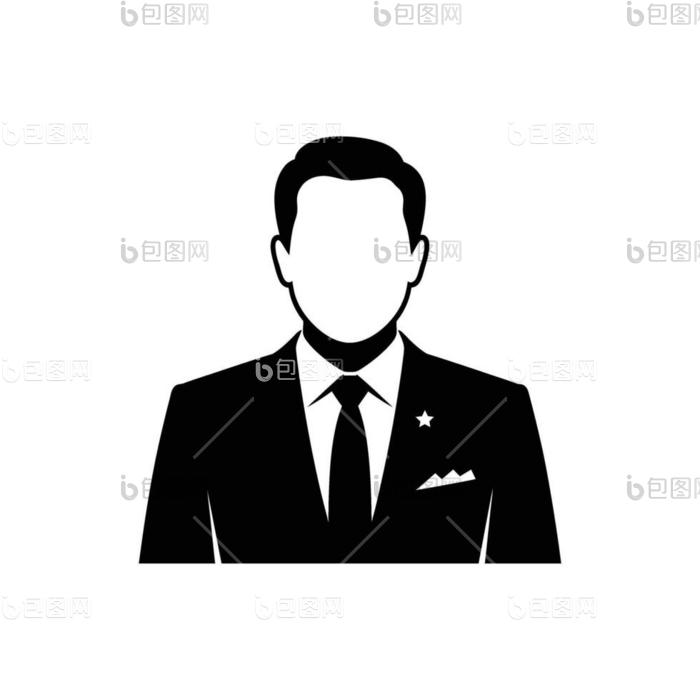 穿西装戴领带戴星徽的无脸男子插图